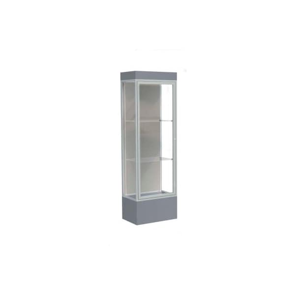 Waddell Display Case Of Ghent Edge Lighted Floor Case, Harbor Back, Satin Frame, 12" Carbon Mesh Base, 24"W x 76"H x 20"D 93LFHB-SN-CM - main